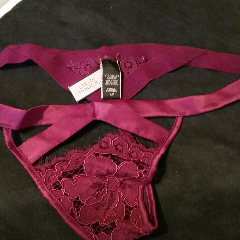 Satin and lace g-string underwear